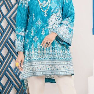 1PC Cotton Teal Kurti/Tunic/Kameez Almirah Junaid Jamshed Pakistani Indian XS/36
